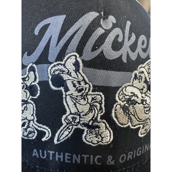 VTG Y2K Disney Mickey Mouse Classic Black Authentic Baseball Cap Hat Strapback - Picture 12 of 16